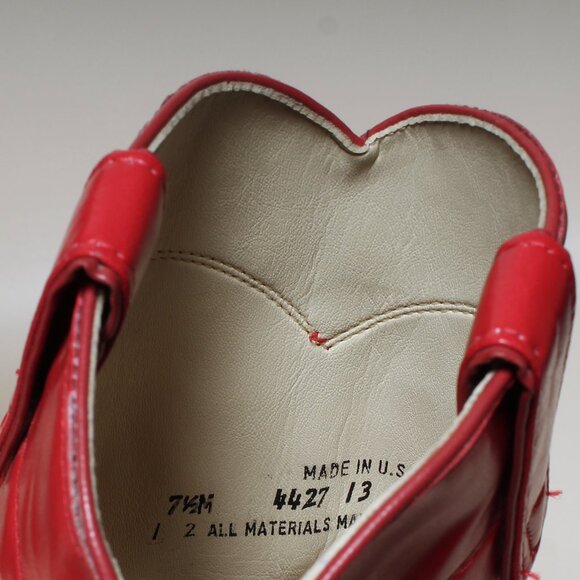 VTG Womens Texas Brand Boots Size 7.5 Medium Red Leather Cowgirl Western Boot - Picture 9 of 9